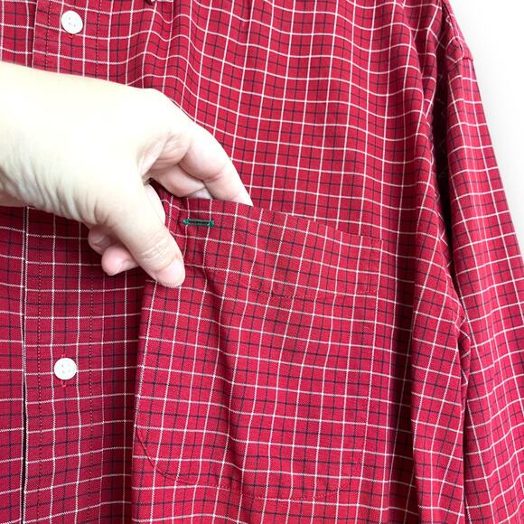 Tommy Hilfiger Red Windowpane Casual Button Down Shirt Men's Size XL - Picture 6 of 9